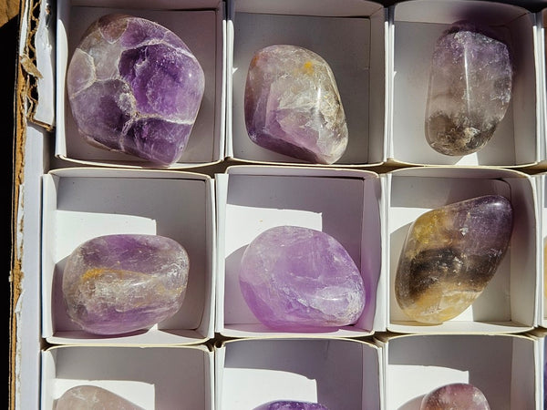 Box of 54 tumble polished Wyloo Amethyst AMT101
