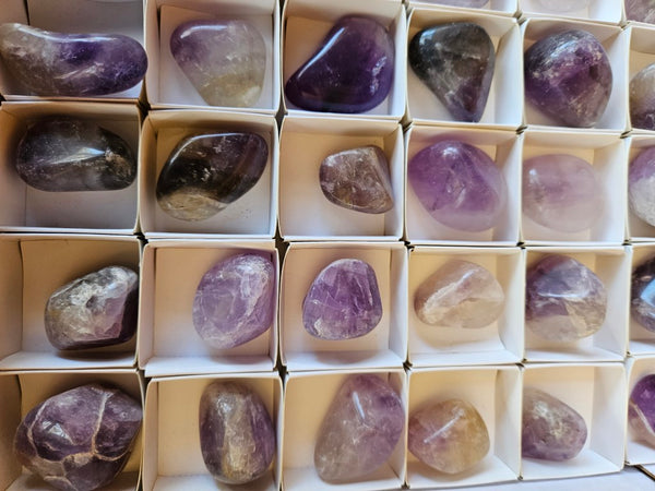 Box of 54 tumble polished Wyloo Amethyst AMT101