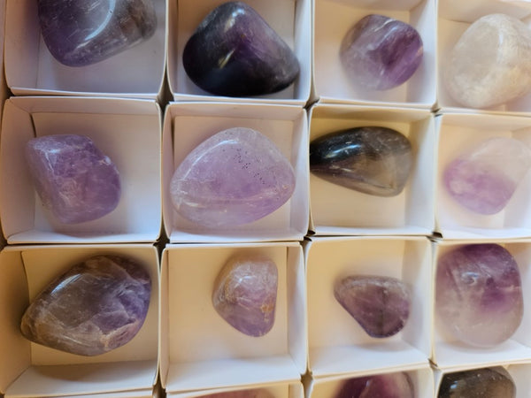 Box of 54 tumble polished Wyloo Amethyst AMT101