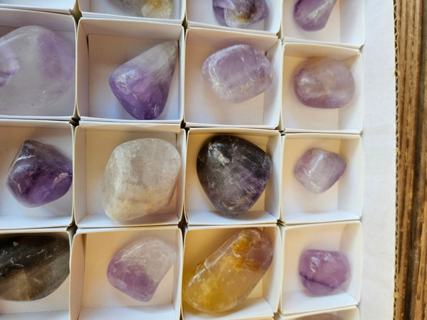 Box of 54 tumble polished Wyloo Amethyst AMT101