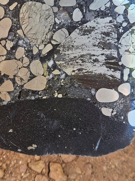 Polished Beaton's Creek auriferous conglomerate slab BC107