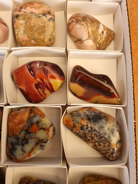 Box of assorted tumble polished Australian gemstones MXT103