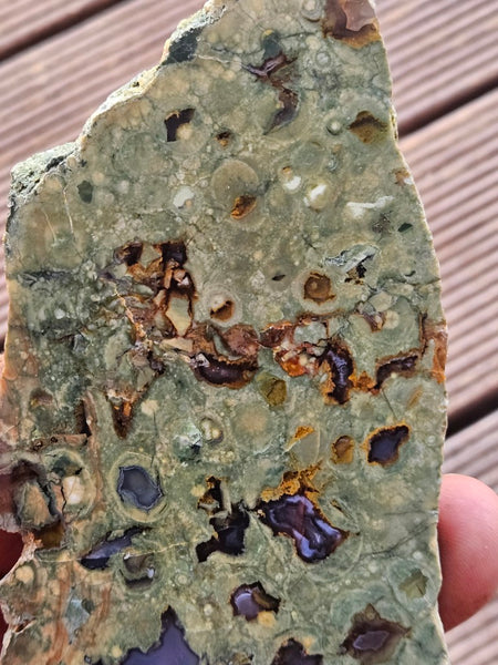 Polished Rainforest Jasper slab RFJ142