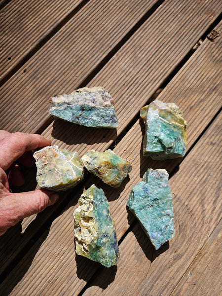 6 pieces of Green Opal  rough.  GOR 134