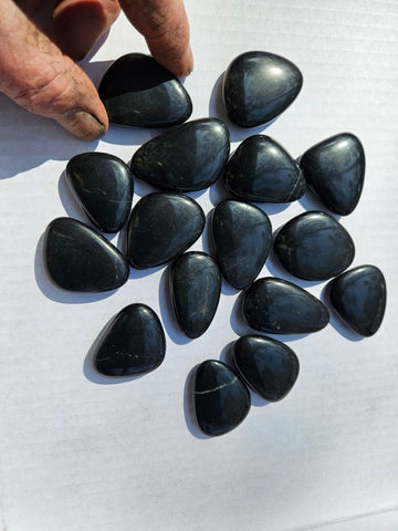 Pendant shaped tumble polished "Black Jade"  BJT103