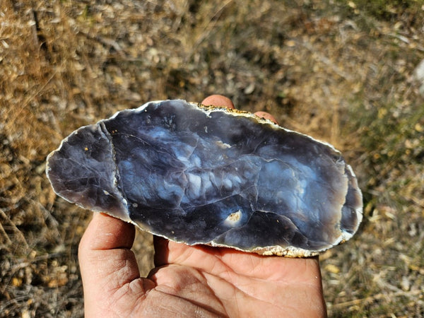 Purple Chalcedony polished slab. PU143