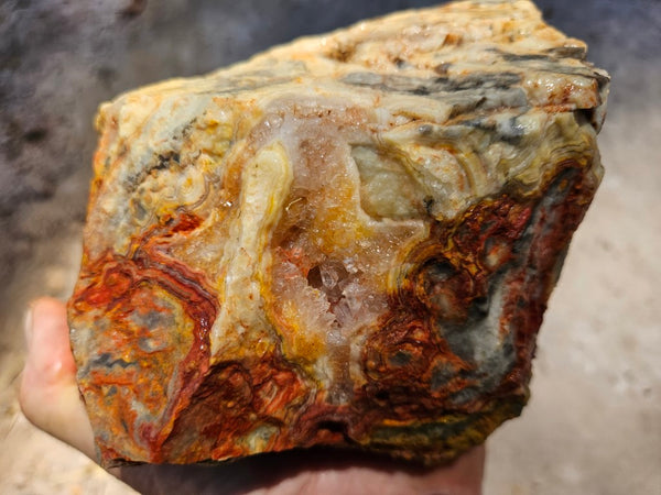 Crazy Lace Agate rough.  CLR 123