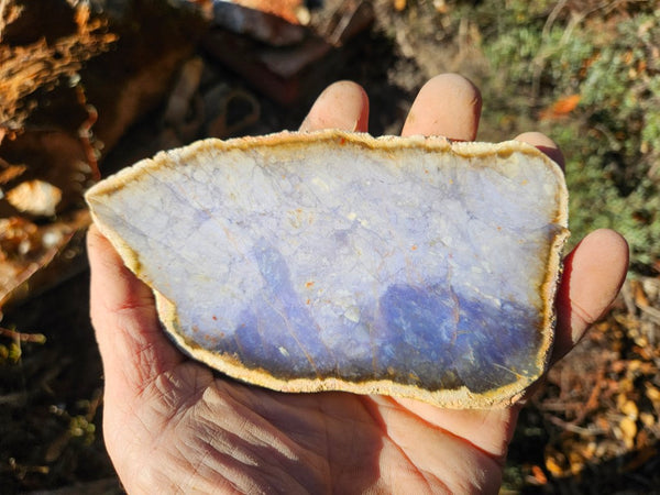Purple Chalcedony polished slab. PU154