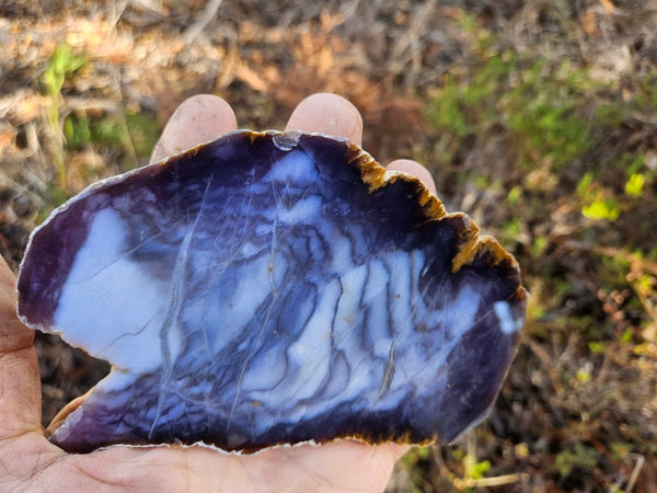 Purple Chalcedony polished slab. PU155