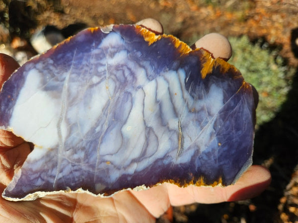 Purple Chalcedony polished slab. PU155