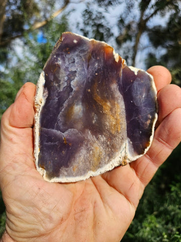Purple Chalcedony polished slab. PU157