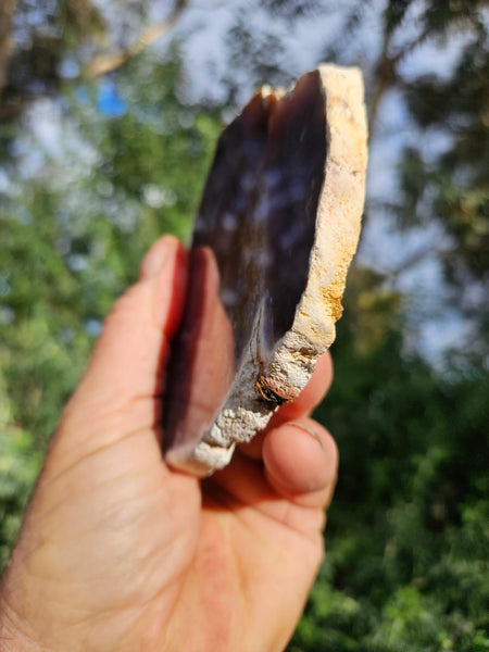 Purple Chalcedony polished slab. PU157