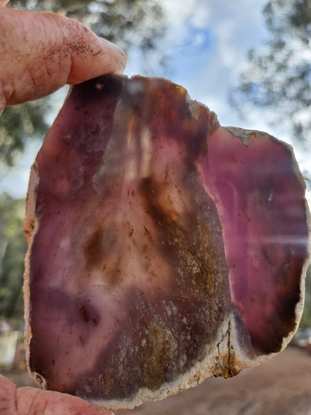Purple Chalcedony polished slab. PU157