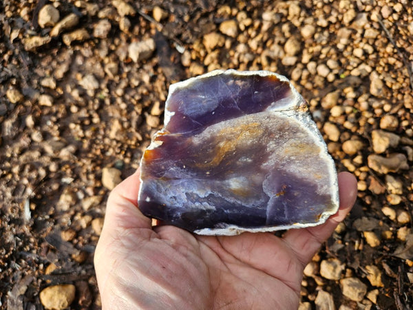 Purple Chalcedony polished slab. PU157
