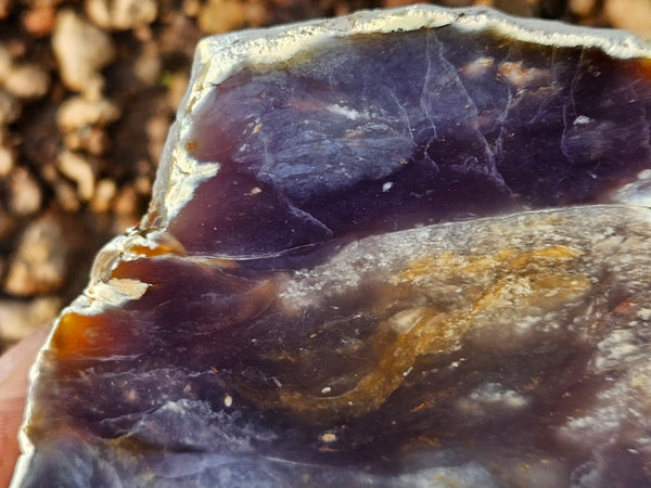 Purple Chalcedony polished slab. PU157