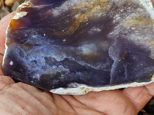 Purple Chalcedony polished slab. PU157