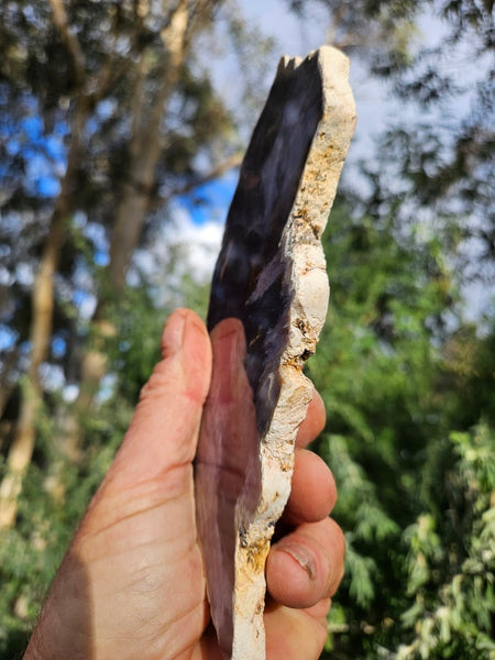 Purple Chalcedony polished slab. PU156