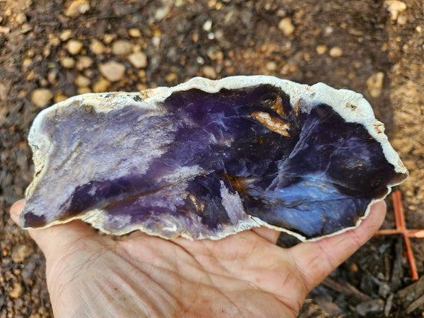 Purple Chalcedony polished slab. PU156
