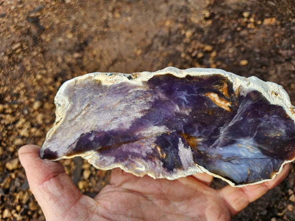 Purple Chalcedony polished slab. PU156