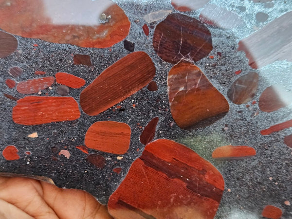 Jelly Bean Jasper polished slab JBJ354