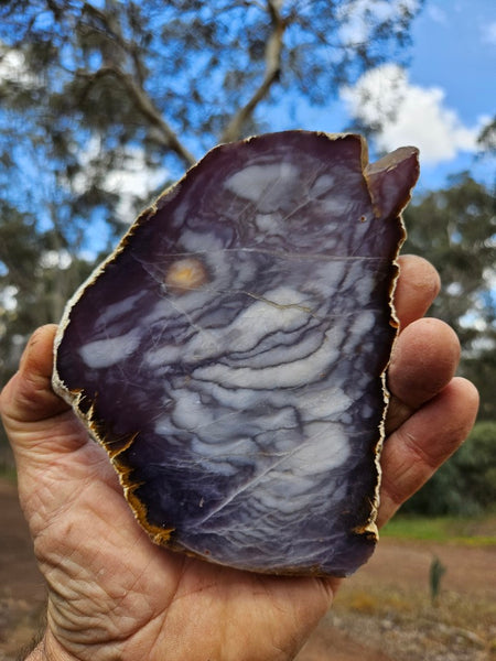 Purple Chalcedony polished slab. PU161