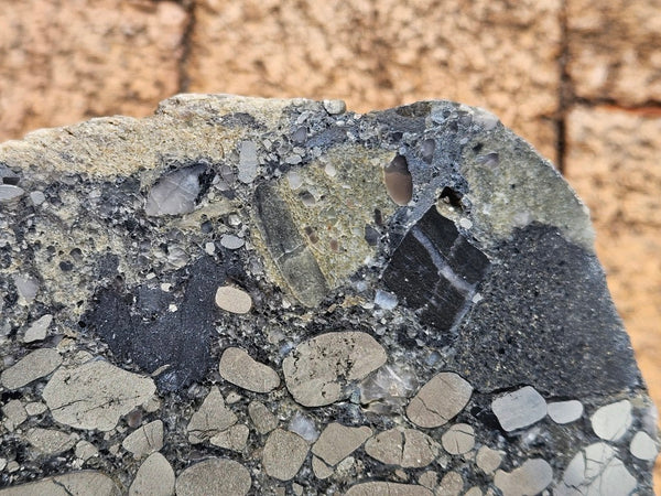 Polished Beaton's Creek auriferous conglomerate slab BC114