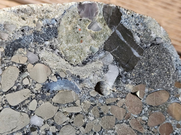 Polished Beaton's Creek auriferous conglomerate slab BC115