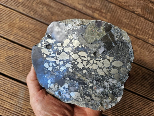 Polished Beaton's Creek auriferous conglomerate slab BC115