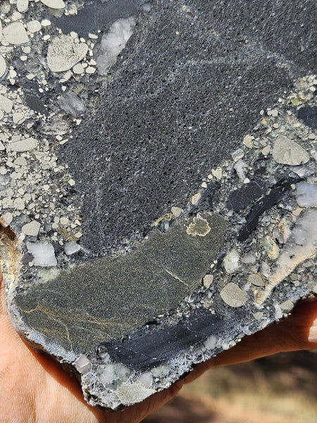 Polished Beaton's Creek auriferous conglomerate slab BC118