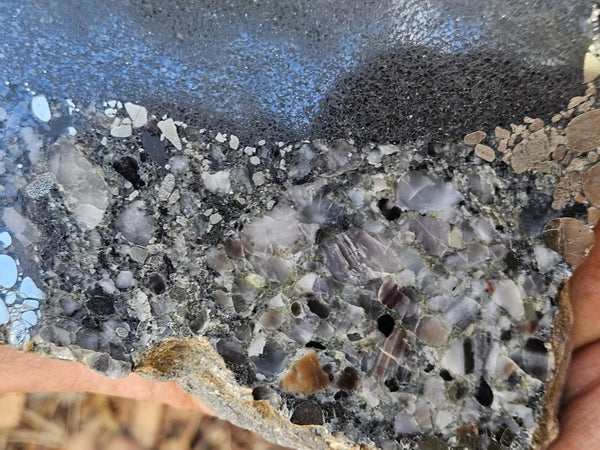 Polished Beaton's Creek auriferous conglomerate slab BC117