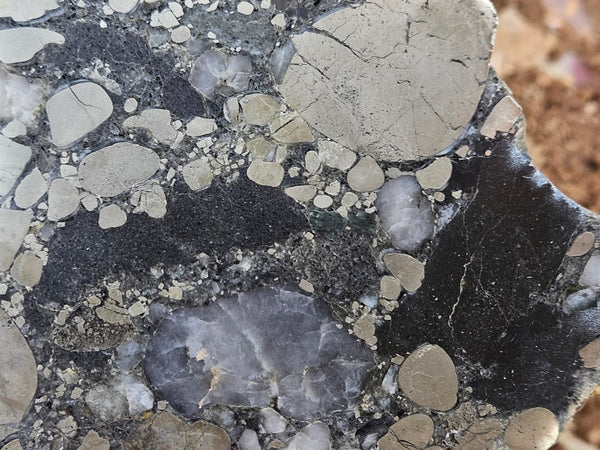 Polished Beaton's Creek auriferous conglomerate slab BC124