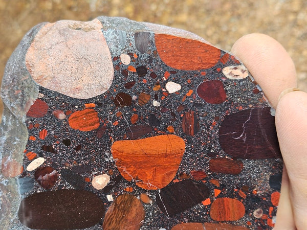 Jelly Bean Jasper polished slab JBJ365