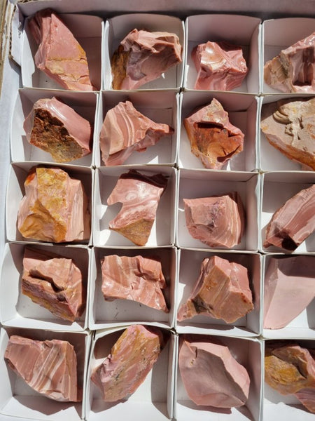 Box of Pink Opal rough.  POR153