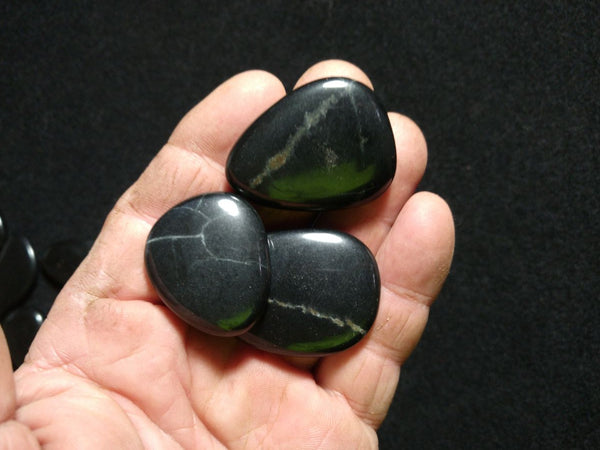Pendant shaped tumble polished "Black Jade"  BJT102